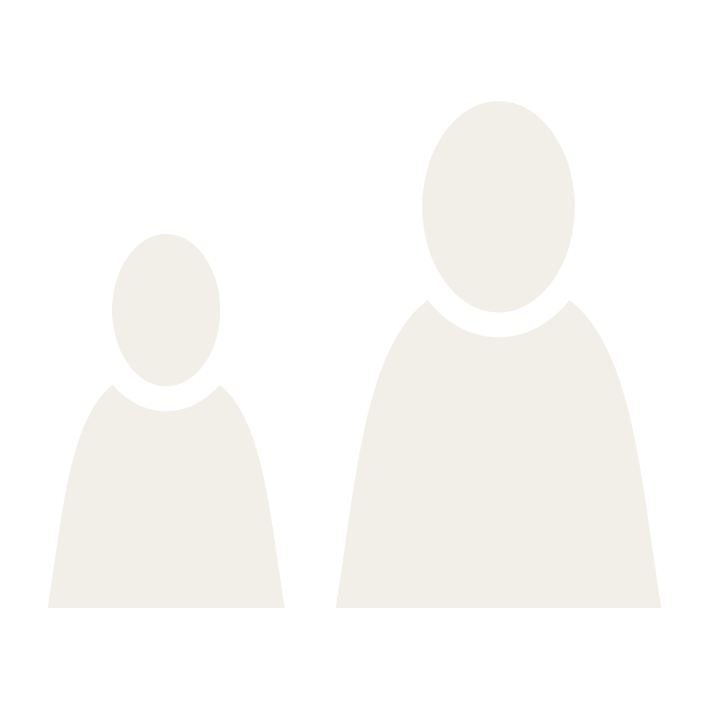 a simplified icon representing a small and large person